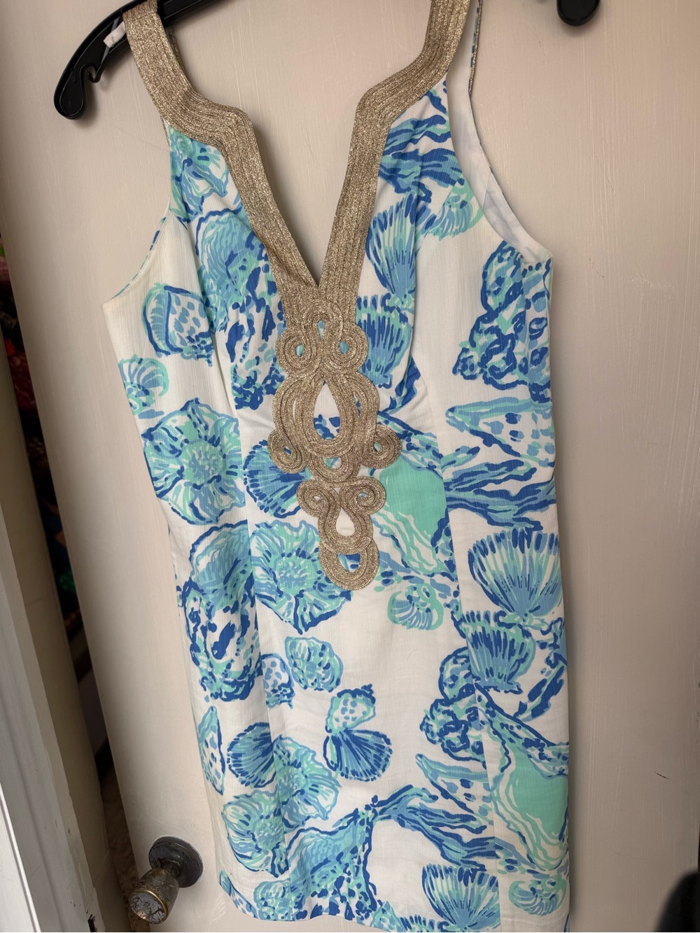 Lilly Pulitzer White Dress with Blue Shell Print - Picture 8 of 8